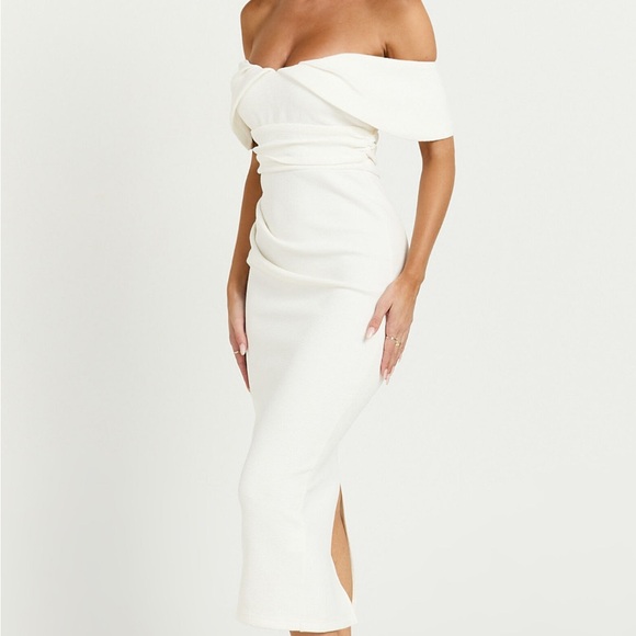 Showpo White Off-Shoulder Midi Dress - Picture 2 of 4